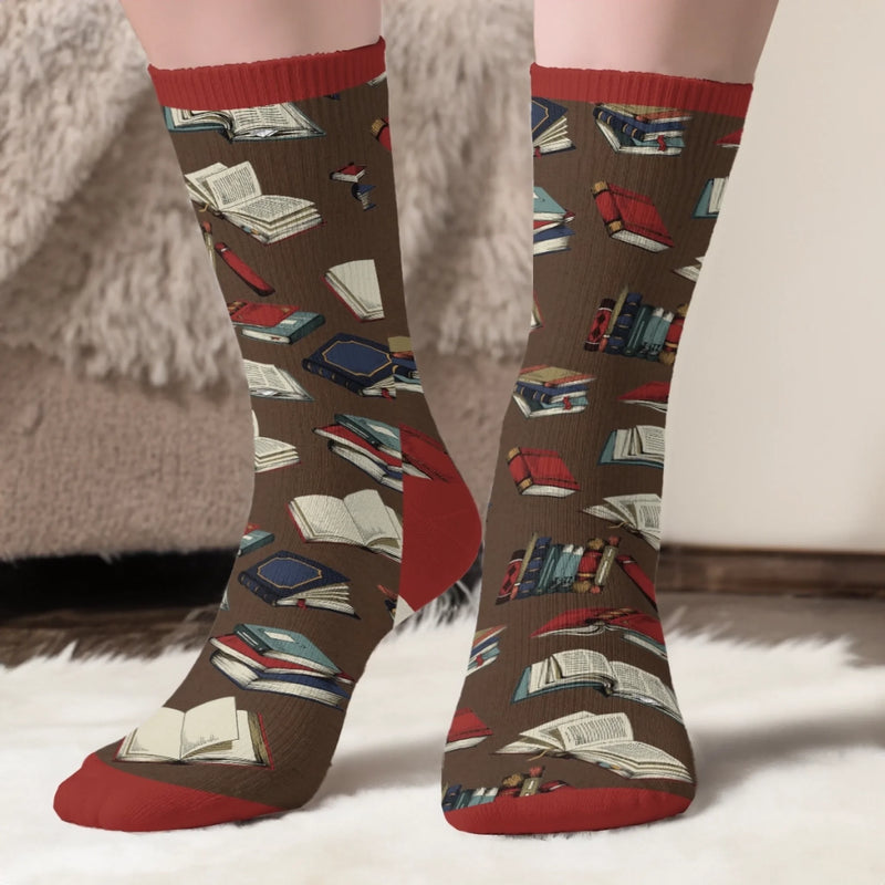 Chaussettes Personnalisées - Cadeaux Pour Amoureux Des Livres, Rats De Bibliothèque, Lecteurs - Marque-Page De Mon Cœur