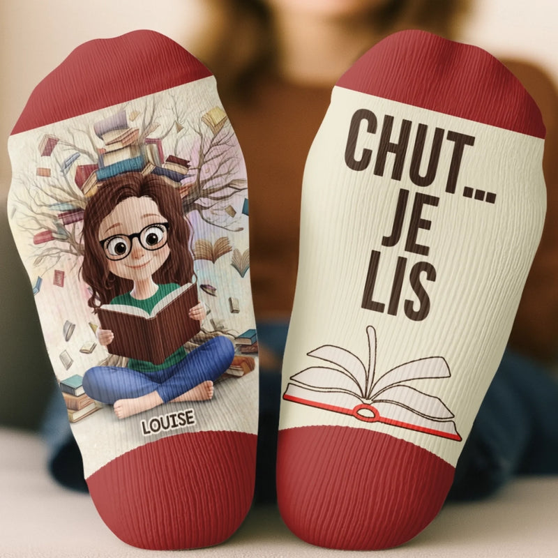 Chaussettes Personnalisées - Cadeaux Pour Amoureux Des Livres, Rats De Bibliothèque, Lecteurs - Marque-Page De Mon Cœur