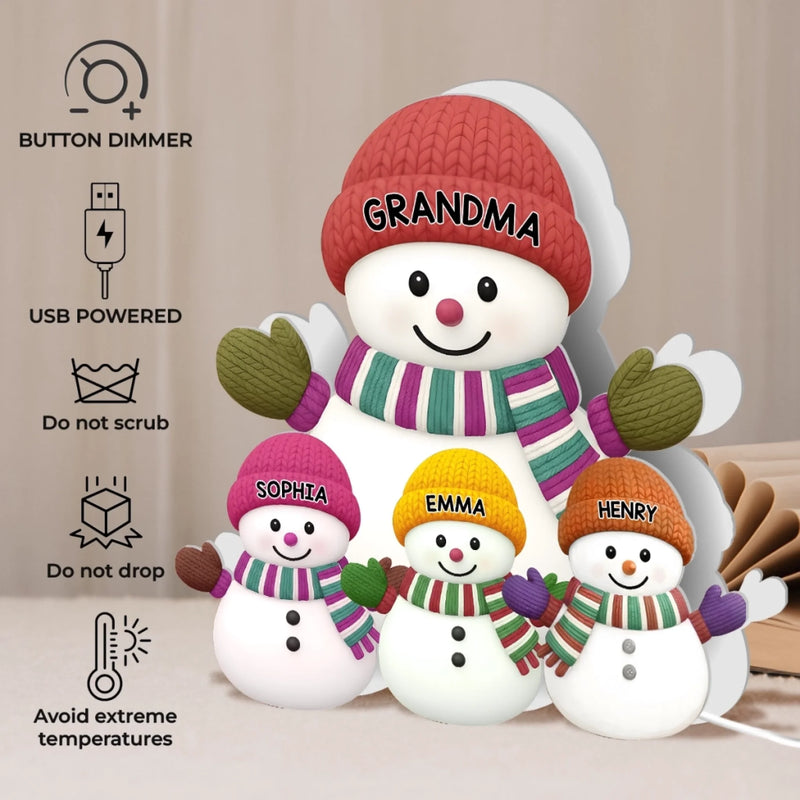 Boîte lumineuse bonhomme de neige personnalisée – Cadeau de Noël pour les grands-parents