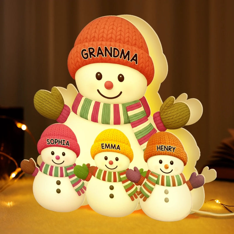 Boîte lumineuse bonhomme de neige personnalisée – Cadeau de Noël pour les grands-parents