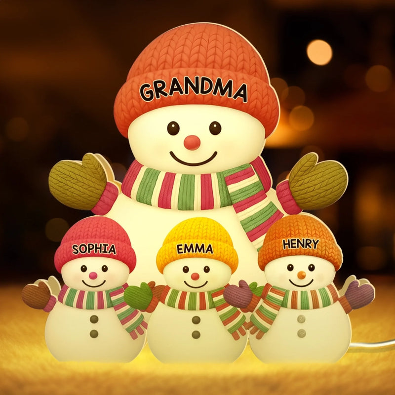 Boîte lumineuse bonhomme de neige personnalisée – Cadeau de Noël pour les grands-parents