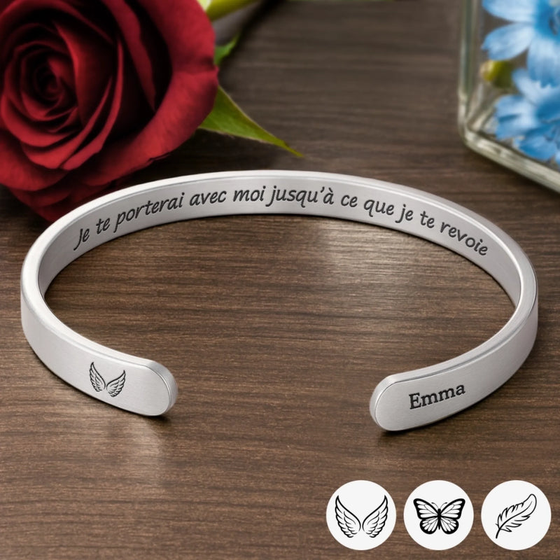 Bracelet Jonc En Acier Inoxydable Gravé Personnalisé - Cadeaux D’Anniversaire Pour Maman, Fille - Un Lien Qui Brille Pour Toujours
