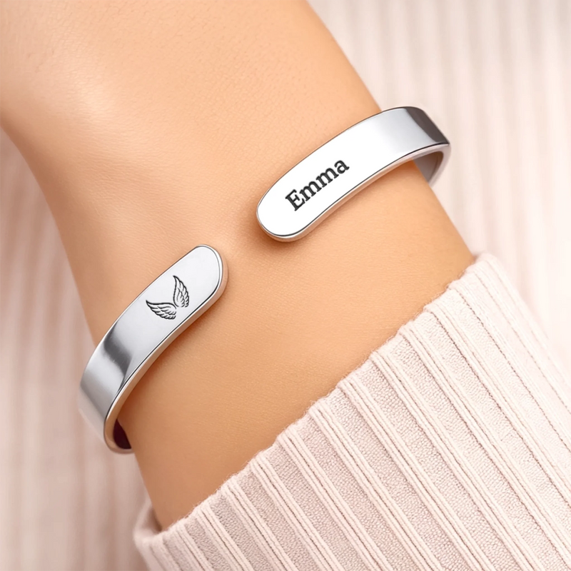 Bracelet Jonc En Acier Inoxydable Gravé Personnalisé - Cadeaux D’Anniversaire Pour Maman, Fille - Un Lien Qui Brille Pour Toujours