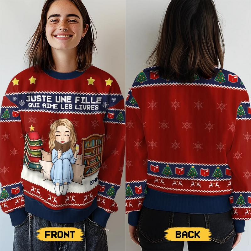 Sweatshirt De Noël Laid Unisexe Personnalisé - Cadeaux De Noël Pour Amoureux Des Livres, Rats De Bibliothèque, Lecteurs - Tout Ce Que Je Veux, Ce Sont Des Livres