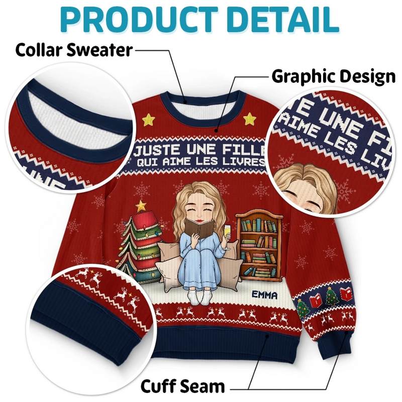 Sweatshirt De Noël Laid Unisexe Personnalisé - Cadeaux De Noël Pour Amoureux Des Livres, Rats De Bibliothèque, Lecteurs - Tout Ce Que Je Veux, Ce Sont Des Livres