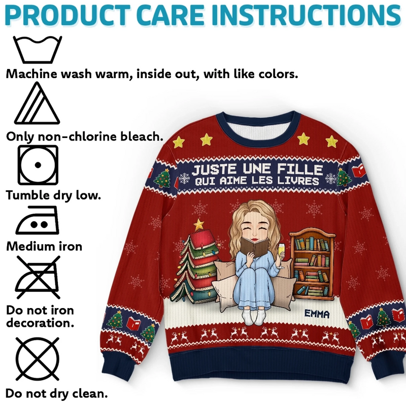 Sweatshirt De Noël Laid Unisexe Personnalisé - Cadeaux De Noël Pour Amoureux Des Livres, Rats De Bibliothèque, Lecteurs - Tout Ce Que Je Veux, Ce Sont Des Livres