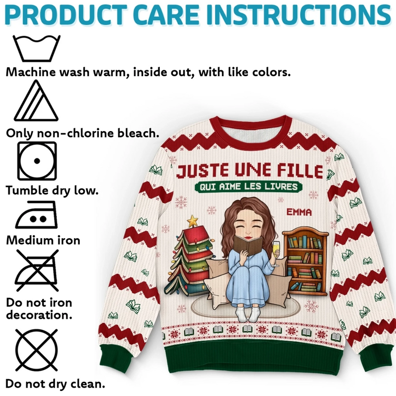 Sweatshirt De Noël Laid Unisexe Personnalisé - Cadeaux De Noël Pour Amoureux Des Livres, Rats De Bibliothèque, Lecteurs - Le Père Noël Sait Que Je Préfère Lire