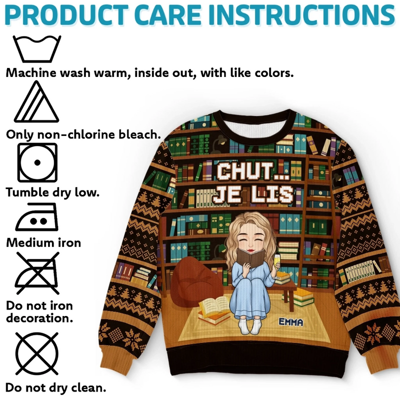 Sweatshirt De Noël Laid Unisexe Personnalisé - Cadeaux De Noël Pour Amoureux Des Livres, Rats De Bibliothèque, Lecteurs - Cloches De Traîneau Et Odeur De Pages
