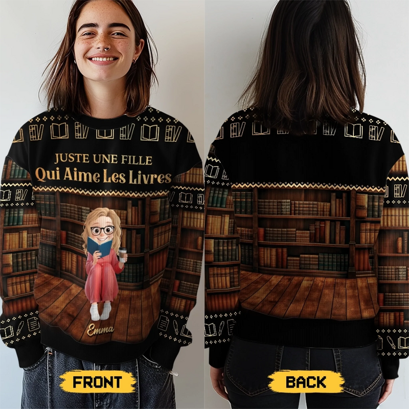 Sweatshirt De Noël Laid Unisexe Personnalisé - Cadeaux De Noël Pour Amoureux Des Livres, Rats De Bibliothèque, Lecteurs - Passez Un Petit Noël Littéraire