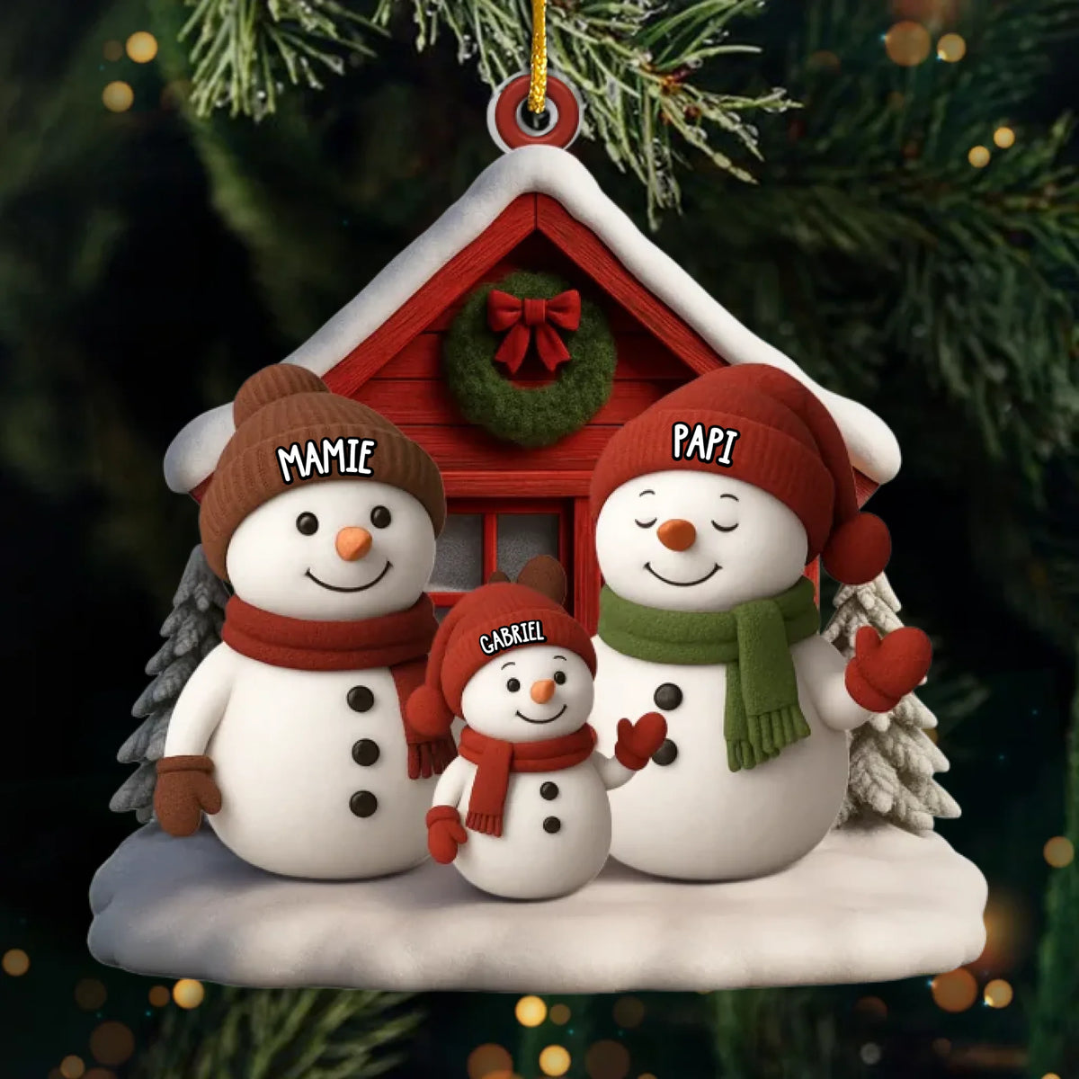 Ornement En Acrylique Bonhomme De Neige Personnalisé - Cadeaux De Noël Et D’Anniversaire Pour Maman, Papa, Frère, Sœur, Enfants - Notre Famille Enneigée, Toujours Chaleureuse De Cœur