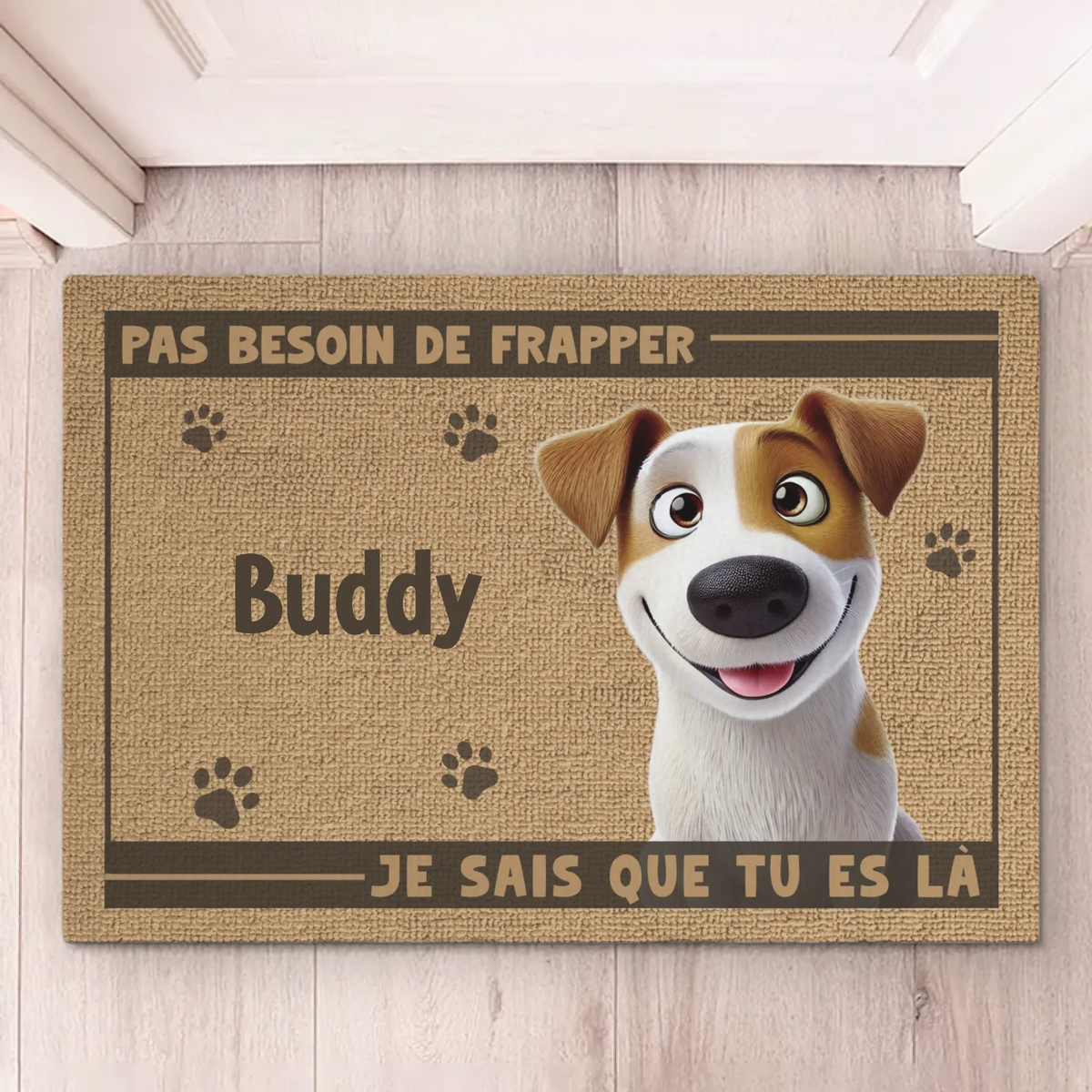 Tapis Décoratif Personnalisé Pour La Maison - Cadeaux D'Anniversaire Pour Amoureux Des Chiens Et Chats, Papa Et Maman Chiens, Propriétaires De Chats - Des Pattes Avant Les Gens Dans Cette Maison Heureuse