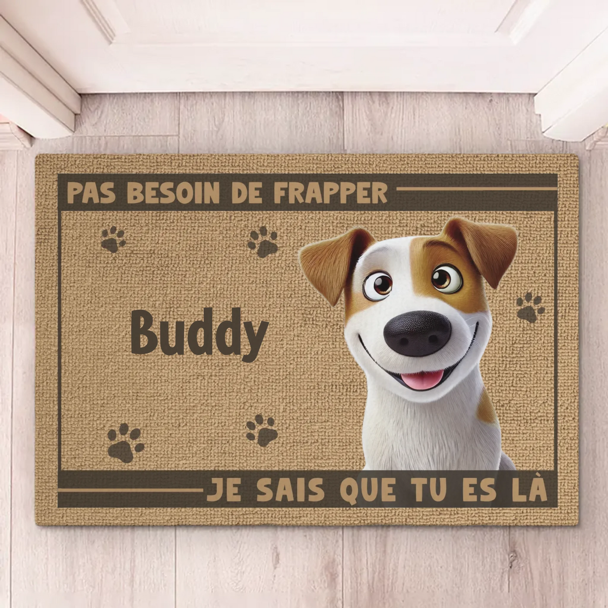 Tapis Décoratif Personnalisé Pour La Maison - Cadeaux D’Anniversaire Pour Amoureux Des Chiens Et Chats, Papa Et Maman Chiens, Propriétaires De Chats - Des Pattes Avant Les Gens Dans Cette Maison Heureuse