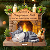 Ornement En Acrylique Premier Noël Personnalisé - Cadeaux De Noël Et D’Anniversaire Pour Amoureux Des Chats, Maman Et Papa Chats - Avec Ma Famille Pour Toujours