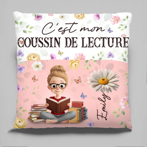 Coussin À Poche Fleur Personnalisé - Cadeaux Pour Amoureux Des Livres, Rats De Bibliothèque, Lecteurs - Entre Les Pages, Je Trouve La Paix