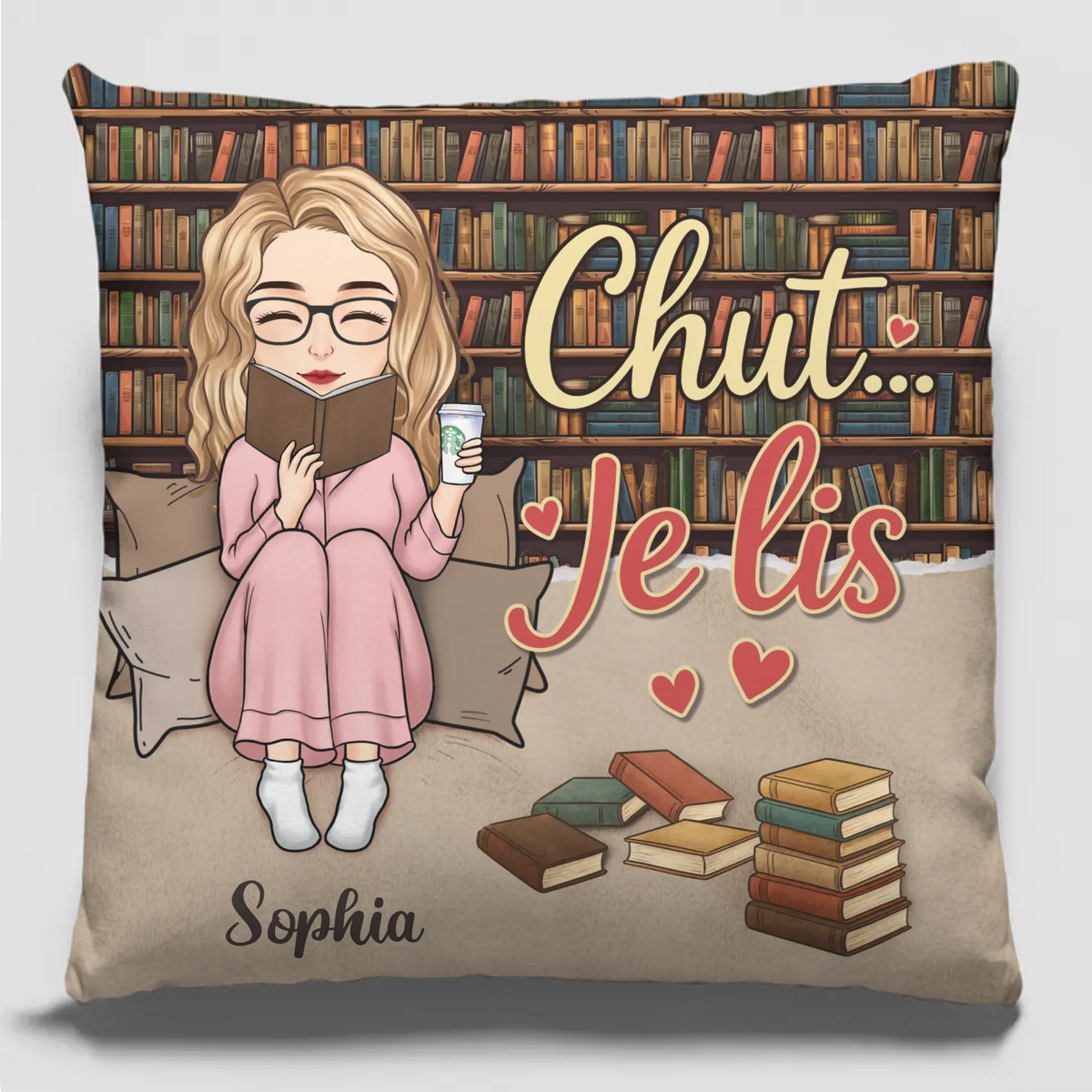 Coussin À Poche Personnalisé - Cadeaux Pour Amoureux Des Livres, Rats De Bibliothèque, Lecteurs - La Lecture, Mon Calme Dans Le Chaos
