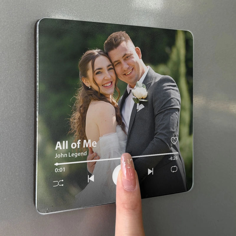 Magnet Photo Musical Personnalisé - Cadeaux De Mariage Et D’Anniversaire Pour Mari Et Femme, Lui Et Elle - Je T’Aime De Tout Mon Cœur Et Au-Delà