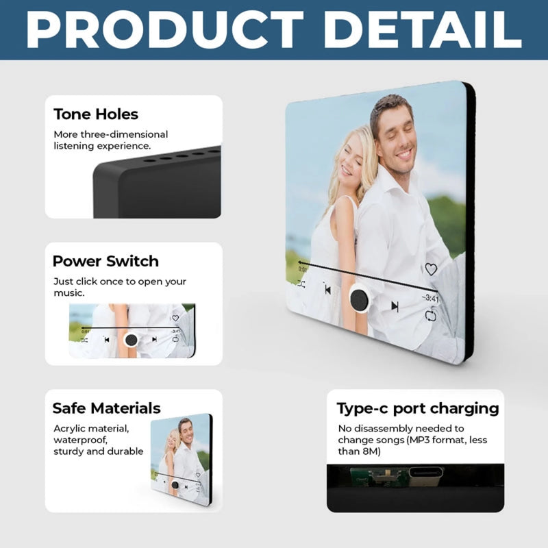 Magnet Photo Musical Personnalisé - Cadeaux De Mariage Et D’Anniversaire Pour Mari Et Femme, Lui Et Elle - Je T’Aime De Tout Mon Cœur Et Au-Delà