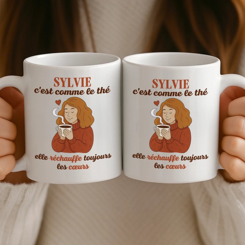 Mug Personnalisé - Cadeaux D’Anniversaire Pour Meilleures Amies, Sœurs, BFF - La Caféine Réchauffe Toujours Les Cœurs