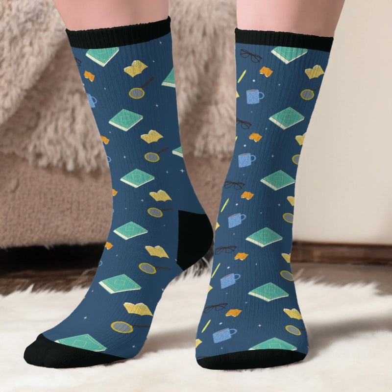 Chaussettes Personnalisées - Cadeaux Pour Amoureux Des Livres, Rats De Bibliothèque, Lecteurs - Gueule De Bois Littéraire En Cours