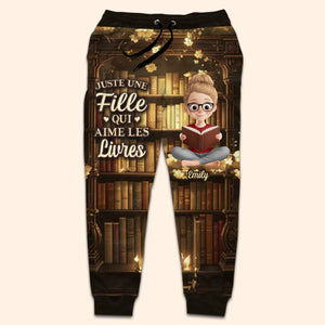 Pantalon De Survêtement Unisexe Personnalisé - Cadeaux Pour Amoureux Des Livres, Rats De Bibliothèque, Lecteurs - Juste Une Fille Et Ses Livres