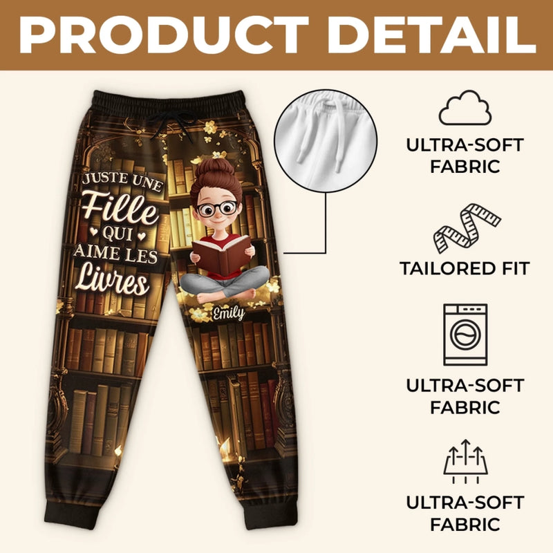 Pantalon De Survêtement Unisexe Personnalisé - Cadeaux Pour Amoureux Des Livres, Rats De Bibliothèque, Lecteurs - Juste Une Fille Et Ses Livres