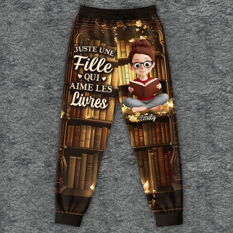 Pantalon De Survêtement Unisexe Personnalisé - Cadeaux Pour Amoureux Des Livres, Rats De Bibliothèque, Lecteurs - Juste Une Fille Et Ses Livres