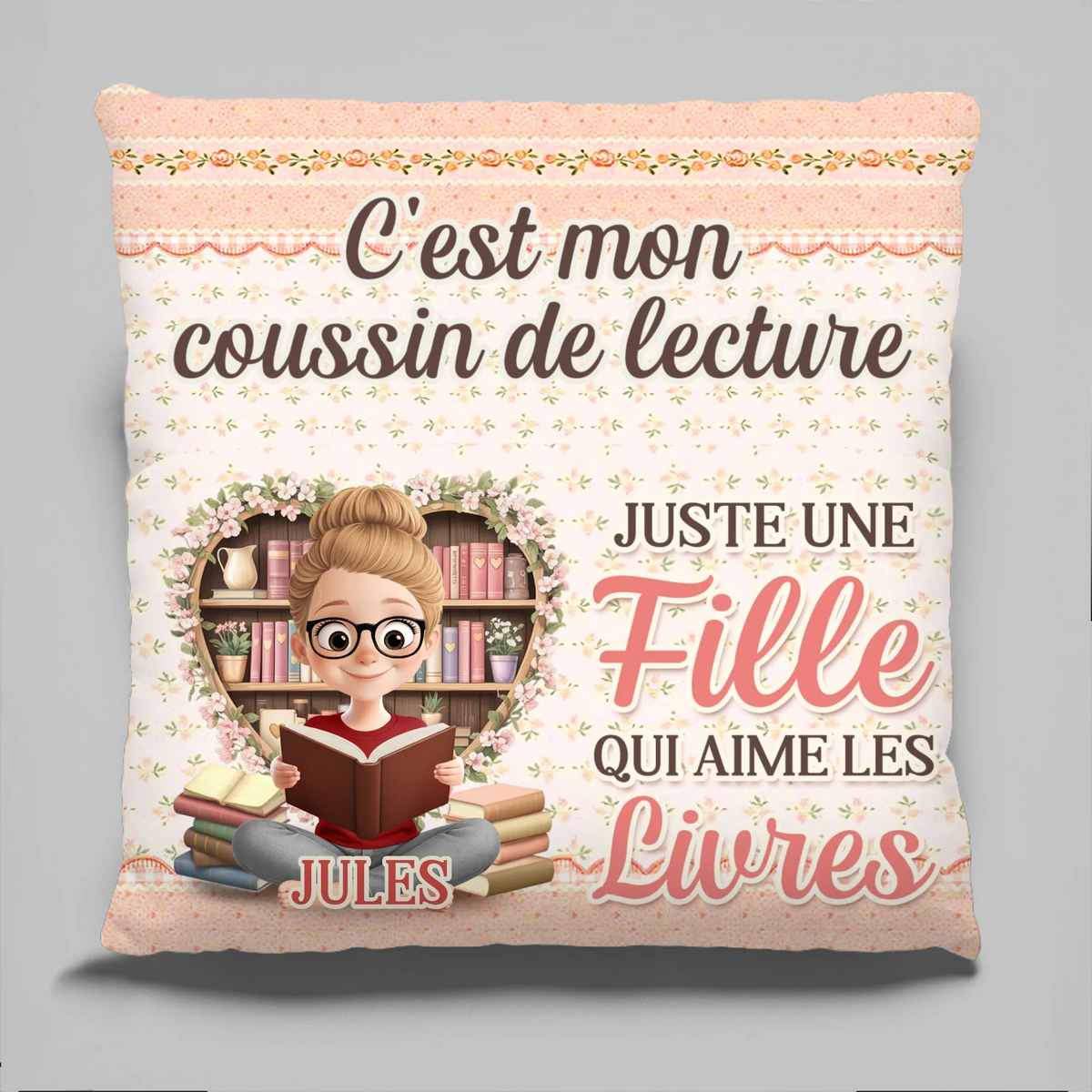 Coussin À Poche Personnalisé - Cadeaux Pour Amoureux Des Livres, Rats De Bibliothèque, Lecteurs - Chapitres De Bonheur