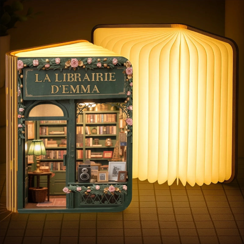 Lampe Livre Magique Pliable Personnalisée - Cadeaux Pour Amoureux Des Livres, Rats De Bibliothèque, Lecteurs - Illuminez Votre Petite Librairie