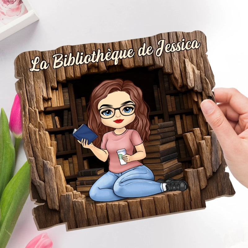 Plaque En Bois Personnalisée - Cadeaux Pour Amoureux Des Livres - Bienvenue Dans Mon Coin Lecture - Décoration De Bureau