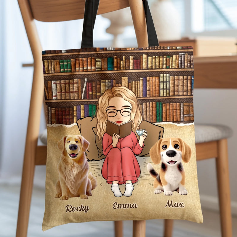 Sac Fourre-tout Personnalisé - Cadeaux De Noël Personnalisés Pour Les Amoureux Des Livres, Les Rats De Bibliothèque Et Les Lecteurs - Juste Une Fille Qui Aime Les Livres Et Les Chiens