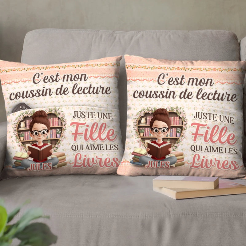 Coussin À Poche Personnalisé - Cadeaux Pour Amoureux Des Livres, Rats De Bibliothèque, Lecteurs - Chapitres De Bonheur