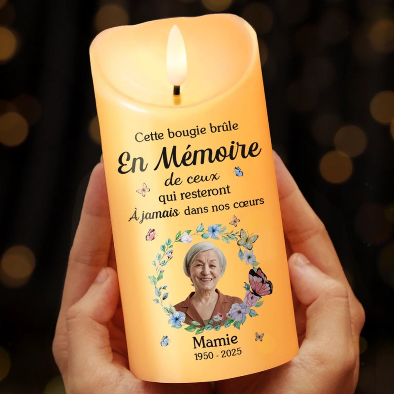 Bougie LED Personnalisée Avec Photo - Cadeaux De Noël Et De Souvenir Pour La Perte D’Une Maman Ou D’Un Papa - Ton Souvenir, Mon Amour Infini