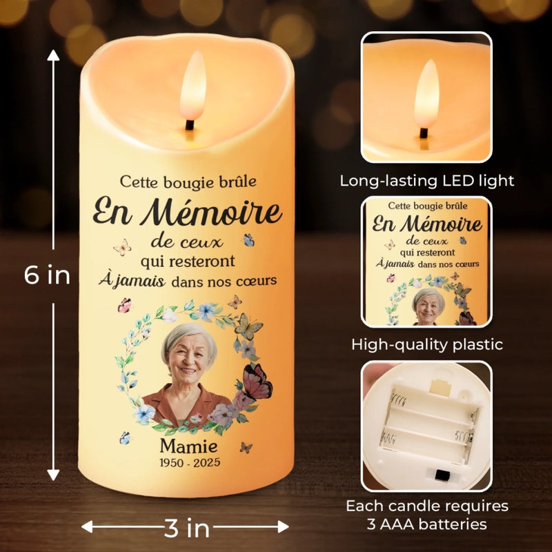 Bougie LED Personnalisée Avec Photo - Cadeaux De Noël Et De Souvenir Pour La Perte D’Une Maman Ou D’Un Papa - Ton Souvenir, Mon Amour Infini