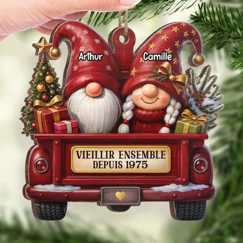 Ornement En Bois Personnalisé - Cadeaux D’Anniversaire, De Noël Et De Mariage Pour Mari Et Femme, Lui Et Elle - Vieillir Ensemble