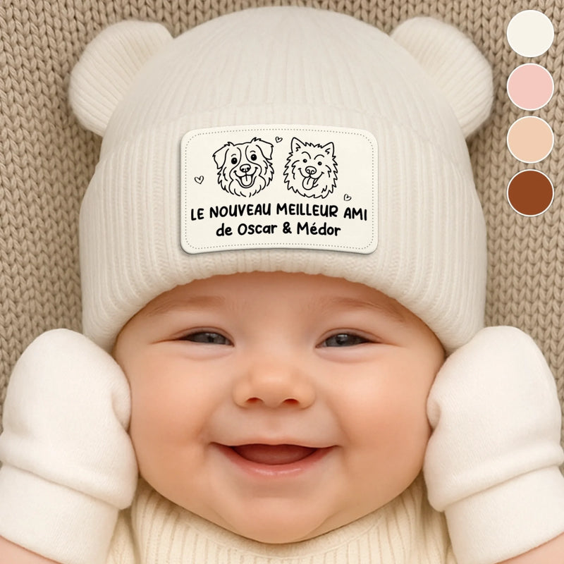 Ensemble Bonnet Et Moufles Bébé Personnalisé - Cadeaux De Naissance Ou De Révélation De Genre Pour Nouvelles Mamans, Nouveaux Papas, Nouveaux Parents, Papa Et Maman Chiens - Une Petite Étincelle Illumine Notre Monde
