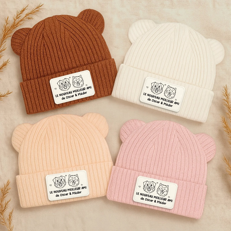 Ensemble Bonnet Et Moufles Bébé Personnalisé - Cadeaux De Naissance Ou De Révélation De Genre Pour Nouvelles Mamans, Nouveaux Papas, Nouveaux Parents, Papa Et Maman Chiens - Une Petite Étincelle Illumine Notre Monde