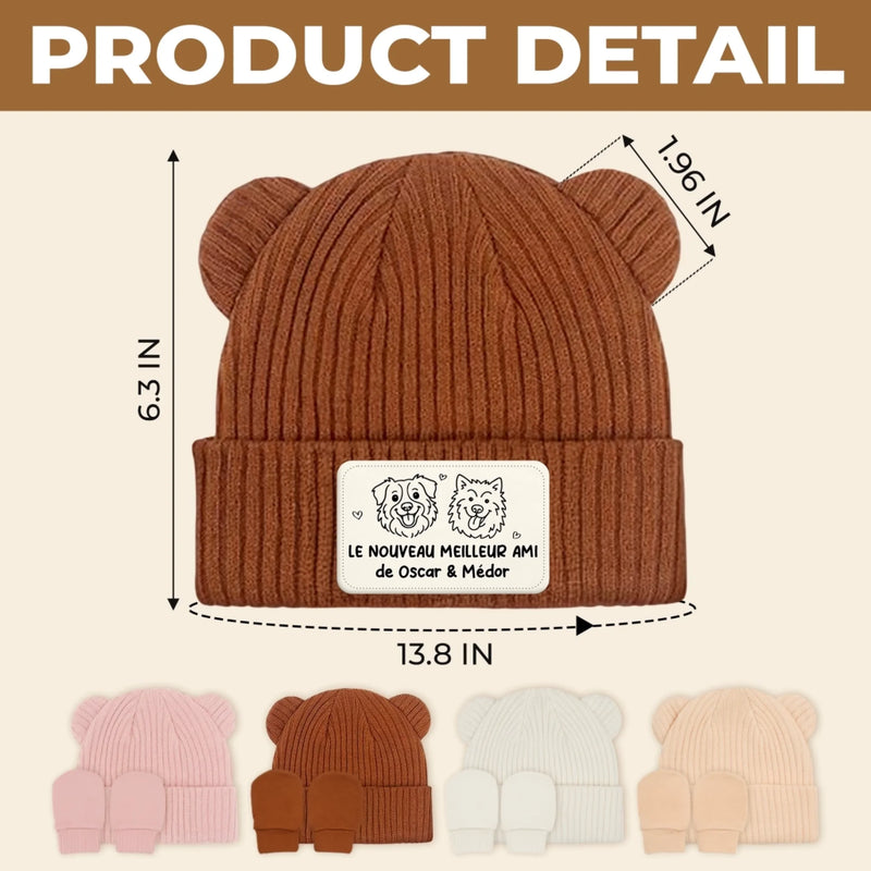 Ensemble Bonnet Et Moufles Bébé Personnalisé - Cadeaux De Naissance Ou De Révélation De Genre Pour Nouvelles Mamans, Nouveaux Papas, Nouveaux Parents, Papa Et Maman Chiens - Une Petite Étincelle Illumine Notre Monde