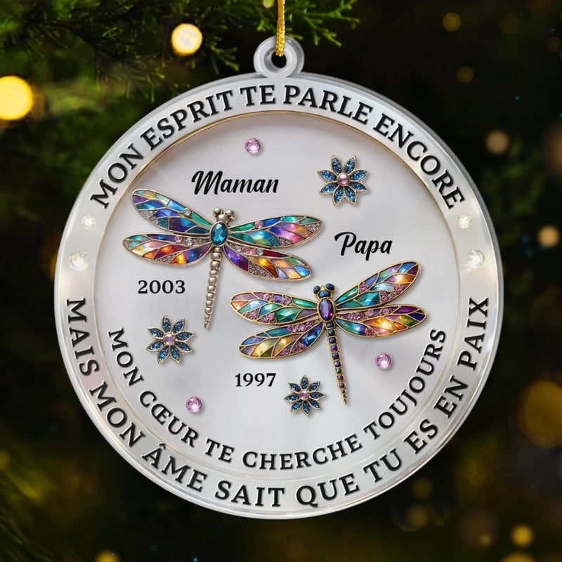 Ornement En Acrylique Personnalisé - Cadeaux De Souvenir Et De Condoléances Pour La Perte D’Une Maman Ou D’Un Papa - Mon Cœur Te Cherche Encore