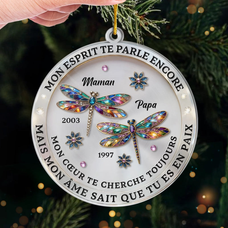 Ornement En Acrylique Personnalisé - Cadeaux De Souvenir Et De Condoléances Pour La Perte D’Une Maman Ou D’Un Papa - Mon Cœur Te Cherche Encore