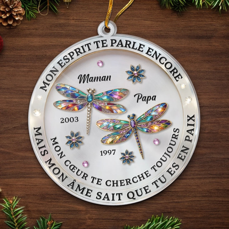 Ornement En Acrylique Personnalisé - Cadeaux De Souvenir Et De Condoléances Pour La Perte D’Une Maman Ou D’Un Papa - Mon Cœur Te Cherche Encore