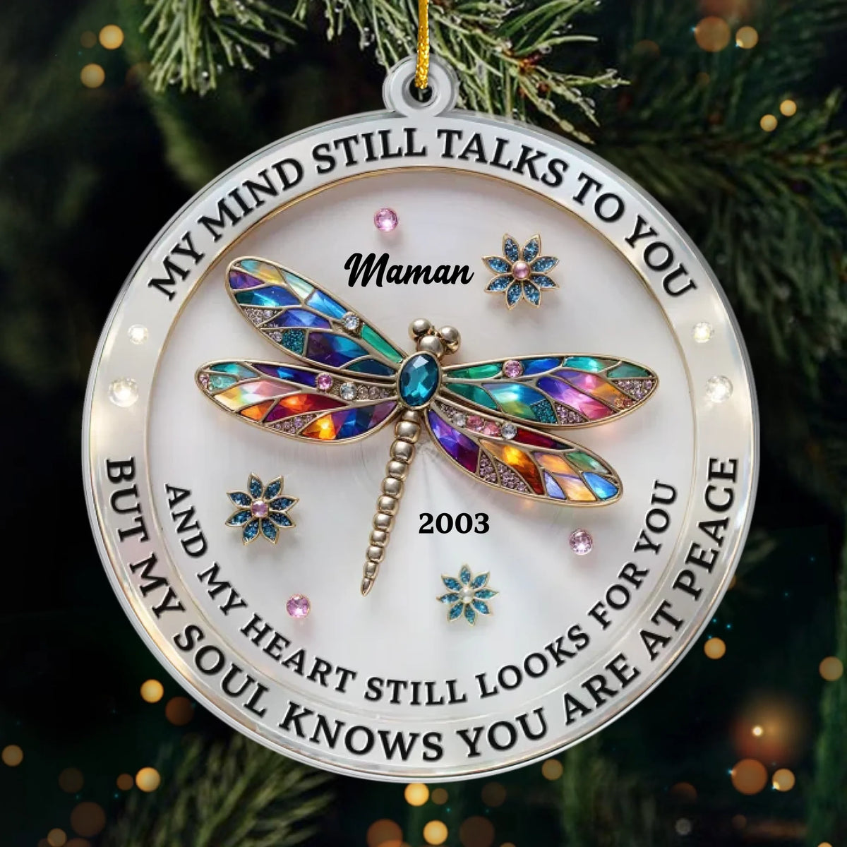 Ornement En Acrylique Personnalisé - Cadeaux De Souvenir Et De Condoléances Pour La Perte D’Une Maman Ou D’Un Papa - Mon Cœur Te Cherche Encore