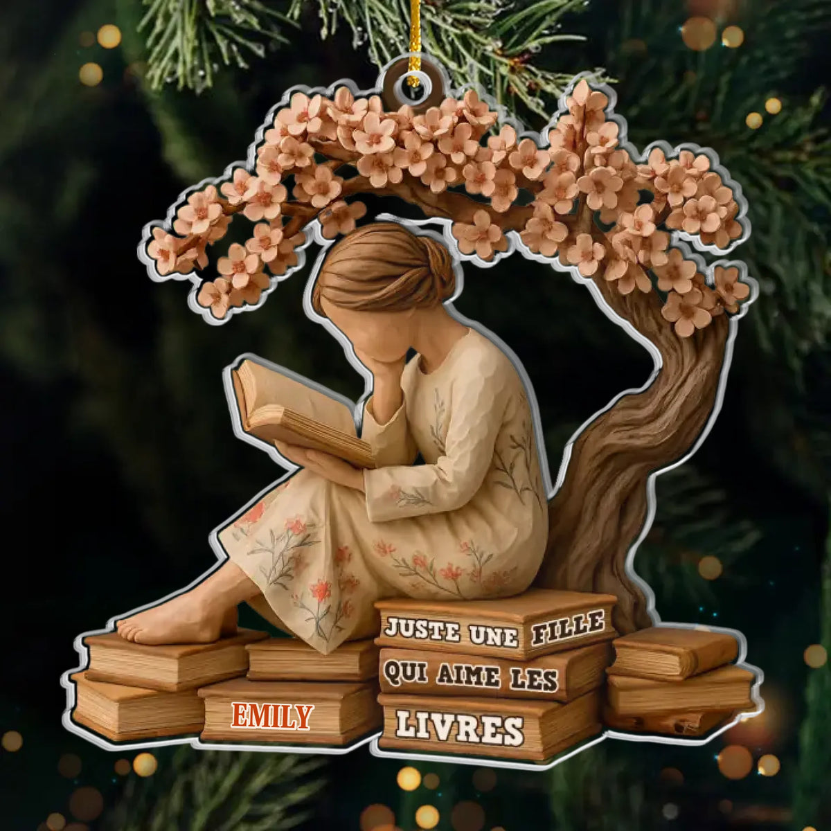 Ornement En Acrylique Personnalisé - Cadeaux De Noël Pour Amoureux Des Livres, Rats De Bibliothèque, Lecteurs - Sérénité À Chaque Page