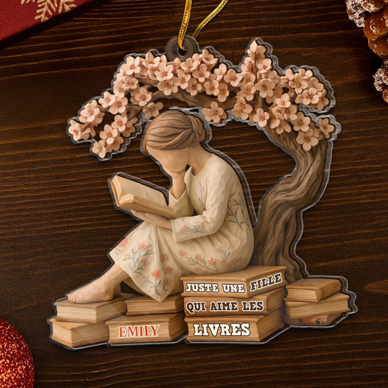 Ornement En Acrylique Personnalisé - Cadeaux De Noël Pour Amoureux Des Livres, Rats De Bibliothèque, Lecteurs - Sérénité À Chaque Page