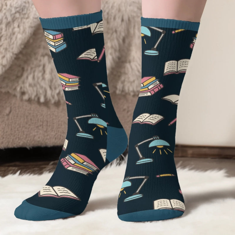 Chaussettes Personnalisées – Cadeaux Personnalisés pour Amoureux des Livres, Rats de Bibliothèque et Lecteurs Passionnés – Juste Une Fille Perdue Dans Ses Livres