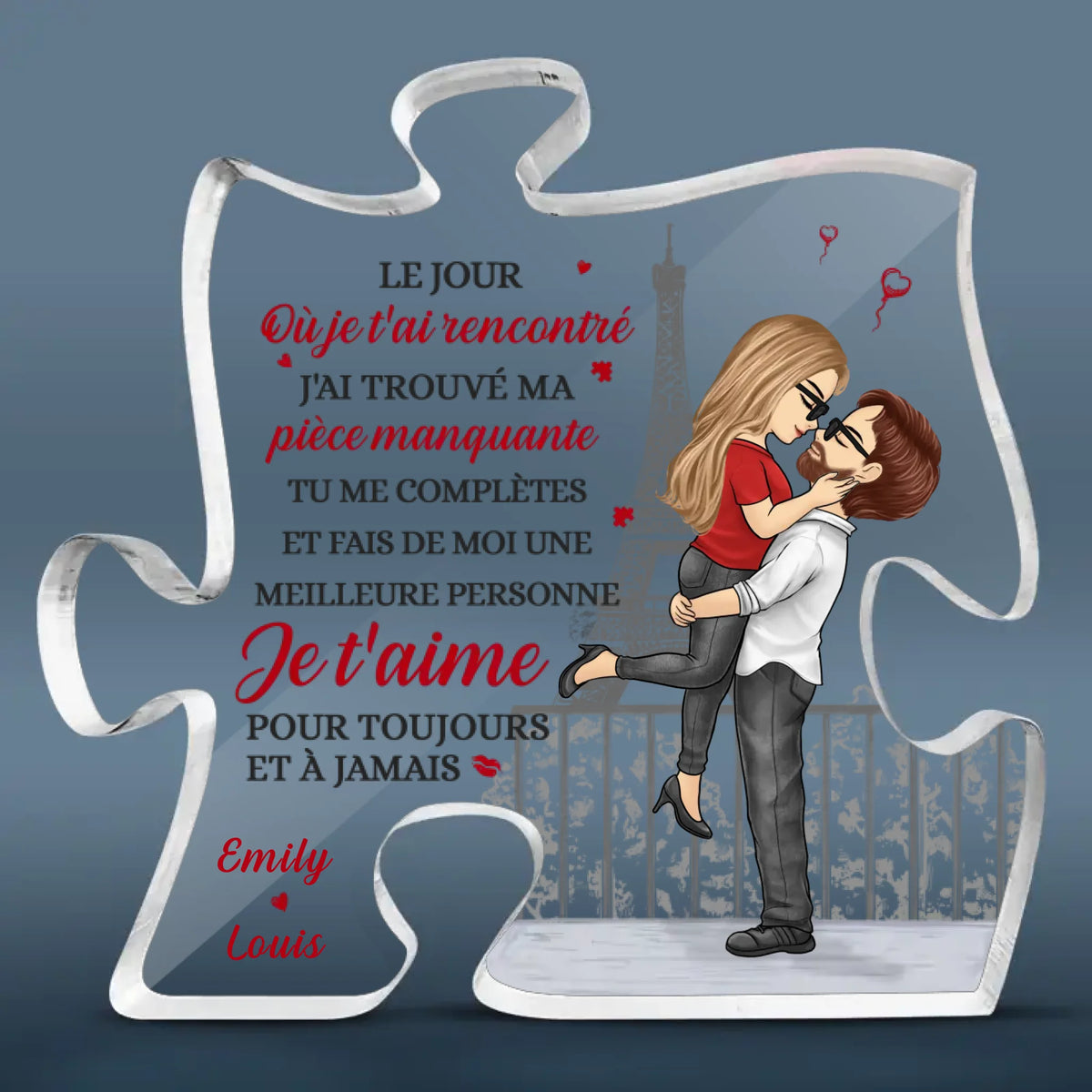 Plaque Acrylique En Forme De Puzzle Personnalisée – Cadeaux D’Anniversaire De Mariage Pour Mari Et Femme, Lui Et Elle – Je T’aime Pour Toujours Et À Jamais