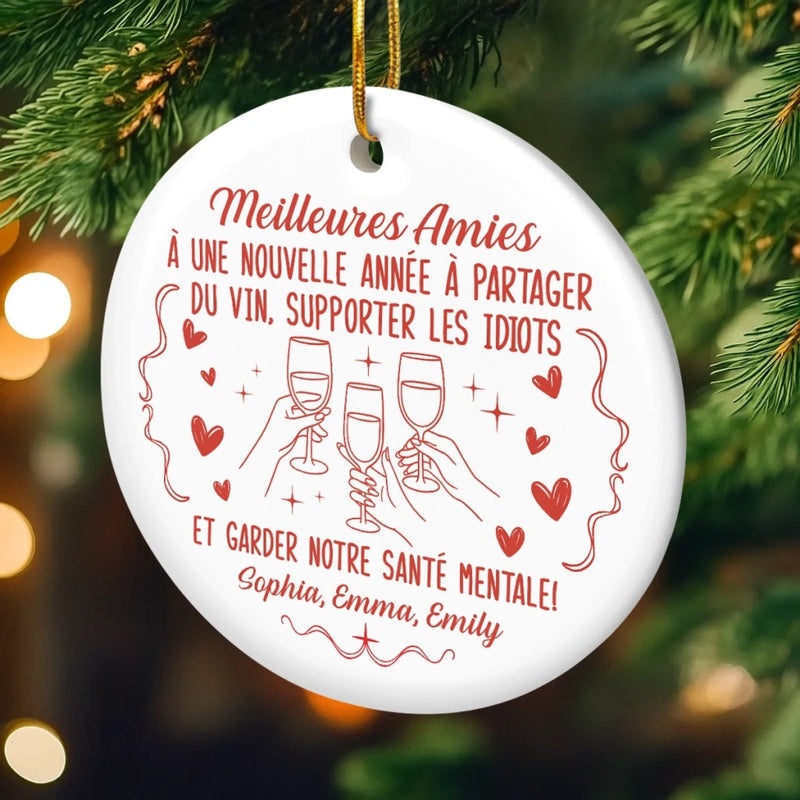 Ornement En Céramique Personnalisé – Cadeaux De Noël Et D’Anniversaire Personnalisés Pour La Meilleure Amie, Les Sœurs, Les BFF – Cœurs Liés, Rires Sans Fin
