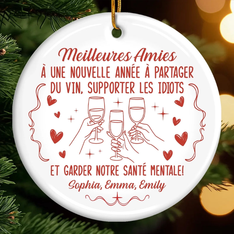 Ornement En Céramique Personnalisé – Cadeaux De Noël Et D’Anniversaire Personnalisés Pour La Meilleure Amie, Les Sœurs, Les BFF – Cœurs Liés, Rires Sans Fin