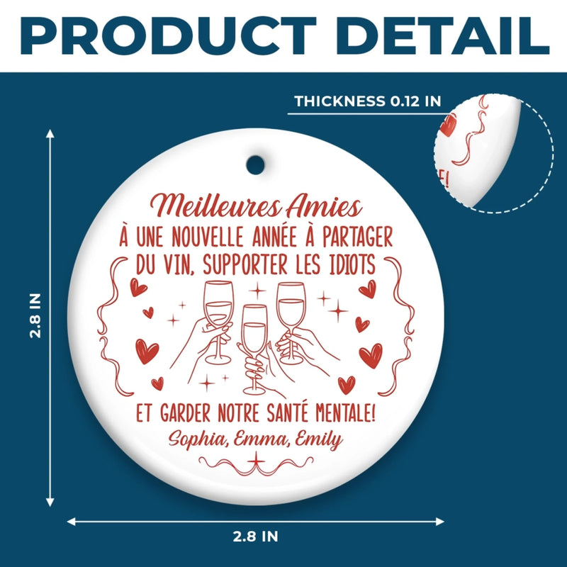 Ornement En Céramique Personnalisé – Cadeaux De Noël Et D’Anniversaire Personnalisés Pour La Meilleure Amie, Les Sœurs, Les BFF – Cœurs Liés, Rires Sans Fin