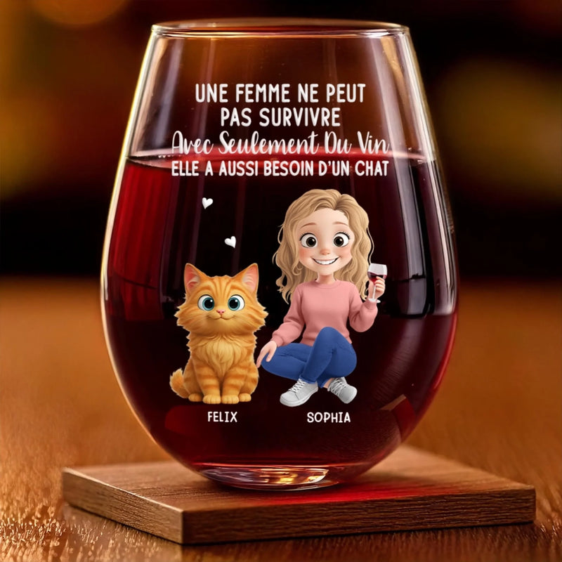 Verre À Vin Personnalisé – Cadeaux De Noël Et D’Anniversaire Personnalisés Pour Les Amoureux Des Chats, Les Mamans Et Papas De Chats – La Vie A Besoin D’un Ronron