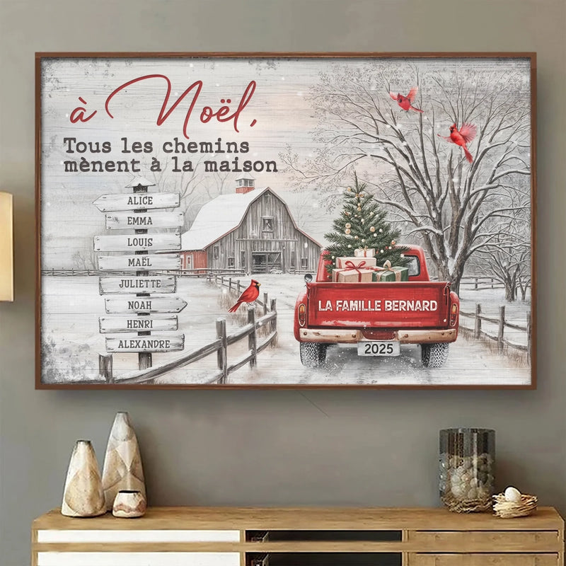 Affiche Horizontale Personnalisée – Cadeaux De Noël Et D’Anniversaire Personnalisés Pour Maman, Papa, Frère, Sœur, Enfants – Tous Les Chemins Mènent À La Famille